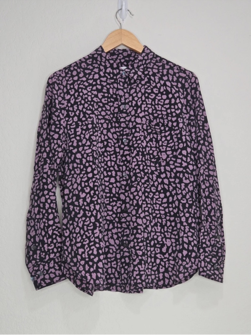Equipment Femme Leema Purple Silk Pocket Shirt Blouse Size M Womens